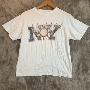 NY New York City Graphic Tee T Shirt Vintage Evans Single Stitch 90s